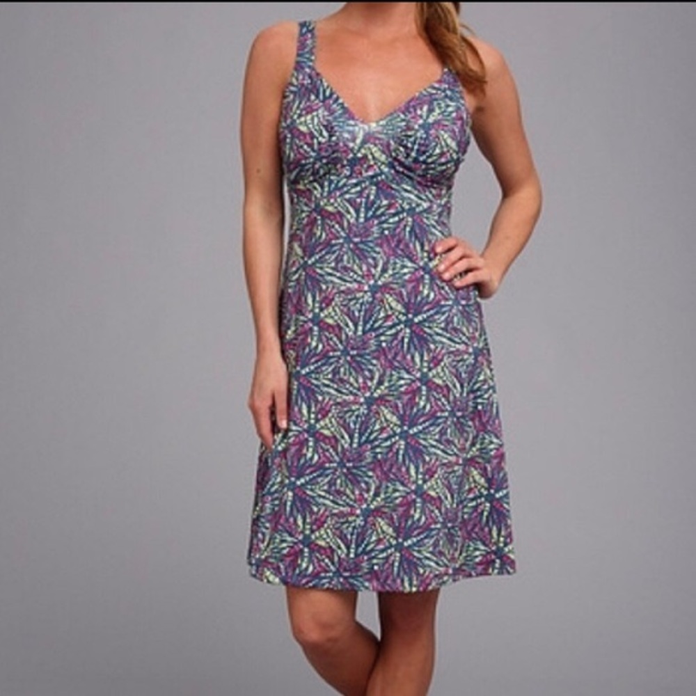 PATAGONIA Minette Dress Blue Pink Print A Line
